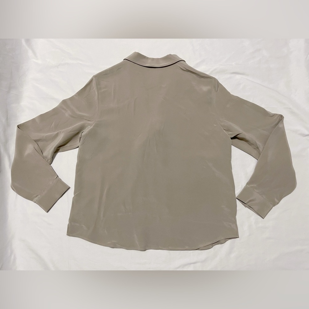 Womens Taupe Tie-Neck Blouse - Picture 7 of 12